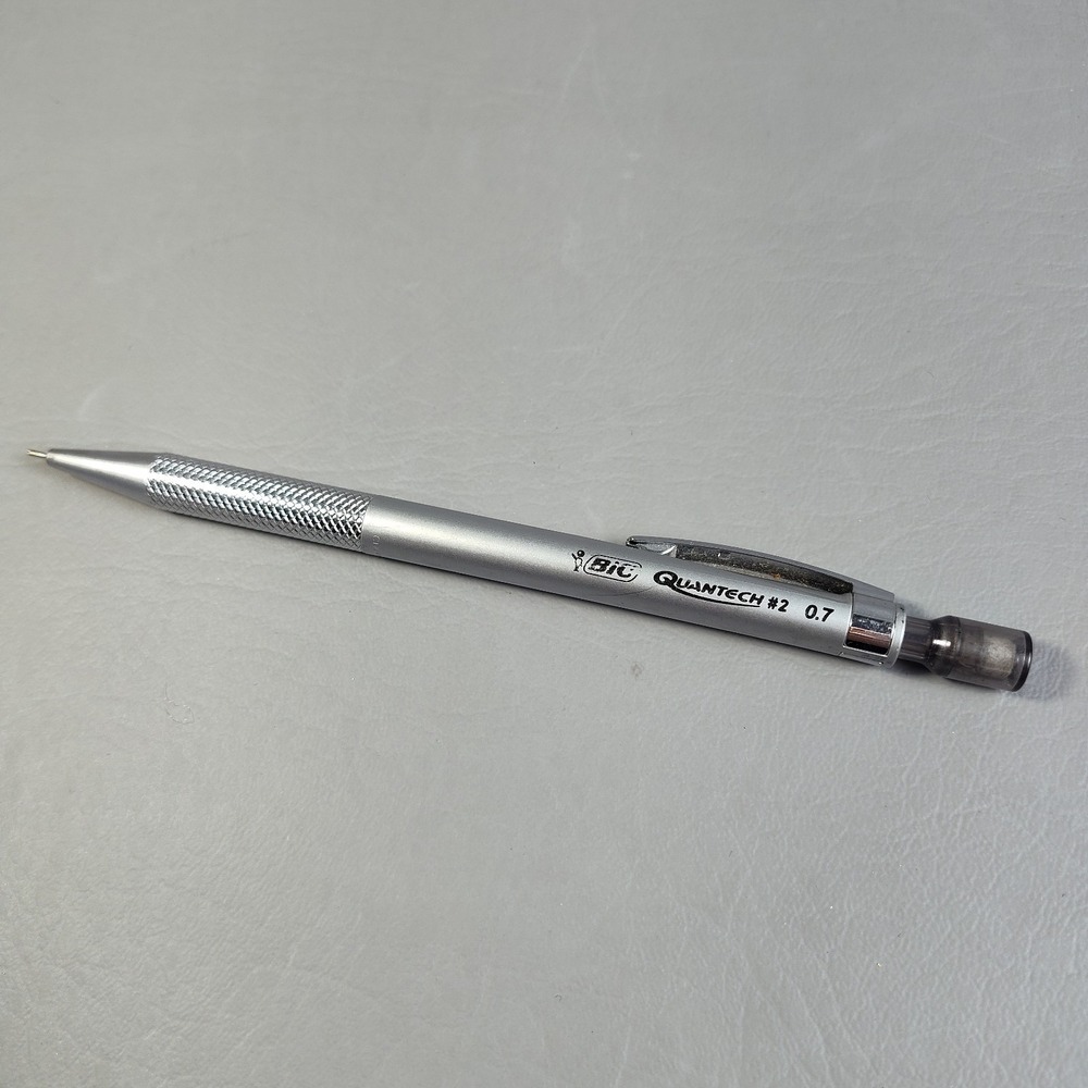 BIC Quantech Mechanical Lead Pencil 0.7‎ Silver Metal  Discontinued RARE